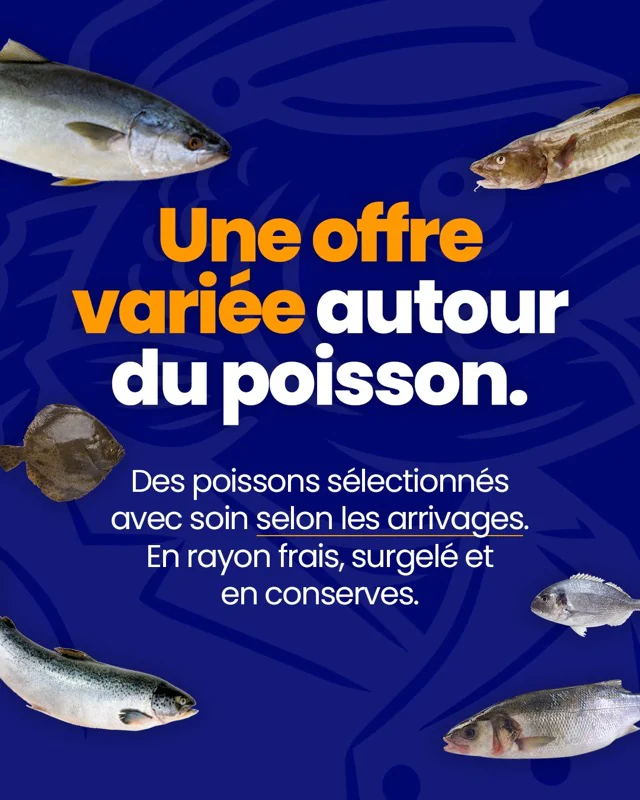 Carrousel Instagram, visuel 1 sur 3 : « Une offre variée autour du poisson. »