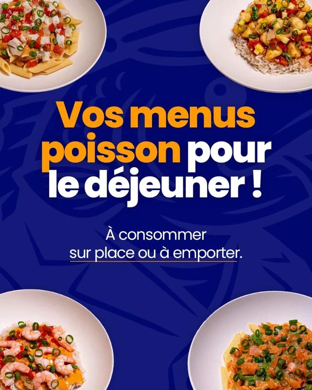 Carrousel Instagram, visuel 3 sur 3 : « Vos menus poisson pour le déjeuner ! »