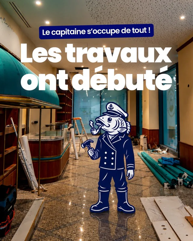 Post Instagram « Les travaux ont débuté » : le capitaine, marteau en main, dans la boutique en travaux