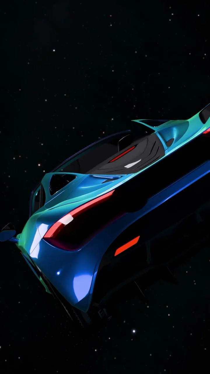 McLaren 720S Spider bleue dans l’espace