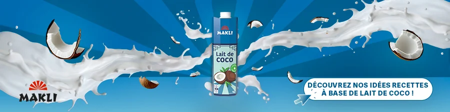 Bannière Makli « Découvrez nos idées recettes à base de lait de coco ! »