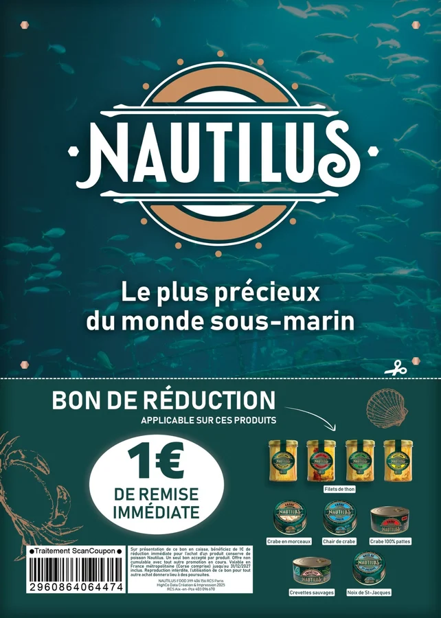 Affiche Nautilus « Le plus précieux du monde sous-marin » avec bon de réduction de 1 €