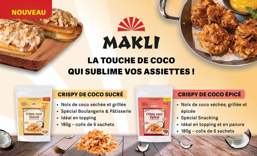 Visuel Makli « La touche de coco qui sublime vos assiettes ! » : crispy de coco sucré et épicé